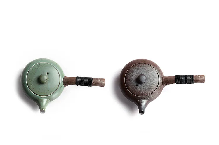 240 мл ручной работы винтажный Японский стиль керамическая грубая керамика боковая рукоятка чайник Gongfu Чайный набор черный чай, пуэр кружка, сосуды для питья