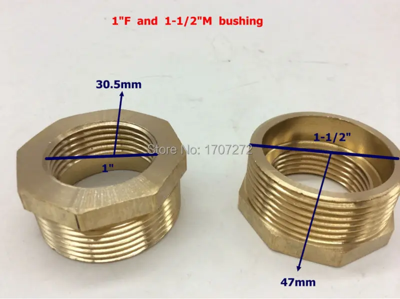 1 ''женский х 1-1/2" Мужской Латунь трубы сокращение шестигранной Втулка Место Муфта, медные втулки, латунь