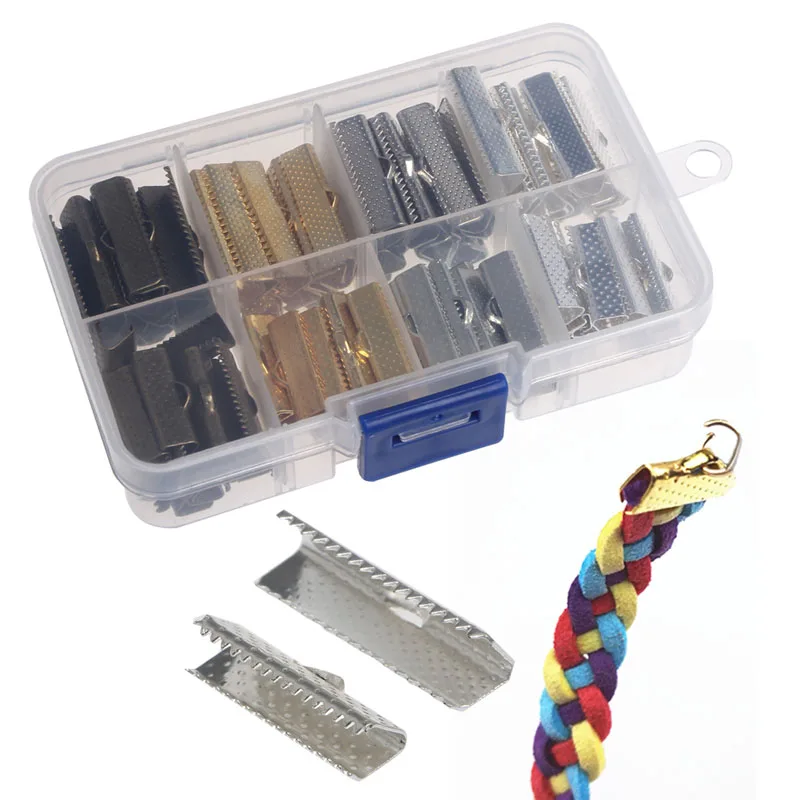 

2018 120 Ribbon Clip Clamp Cord Crimp End Clasp Cap Tip Necklace Bracelet Connector