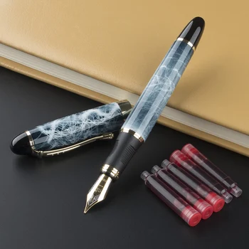 

Jinhao X450 Black and Silver Fountain Pen with 0.5mm Iridium Nib The Best Business Gift Pen Metal Ink Pens Free Shipping