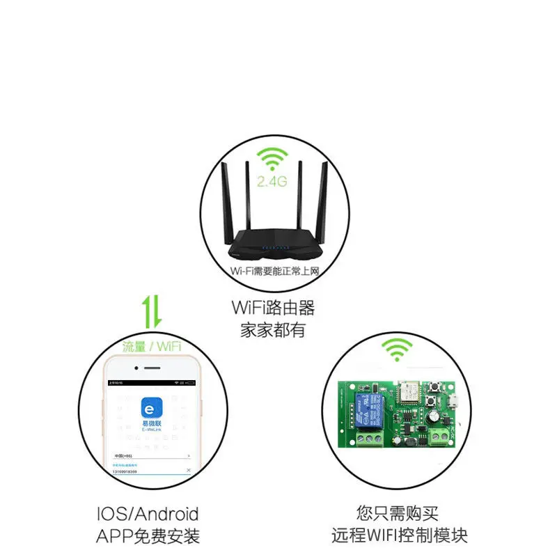 Dc 5 V-12 V Sonoff WiFi Беспроводной умный переключатель релейный модуль для Smart Home приложение для мобильного телефона Apple IPhone Android дистанционное управление