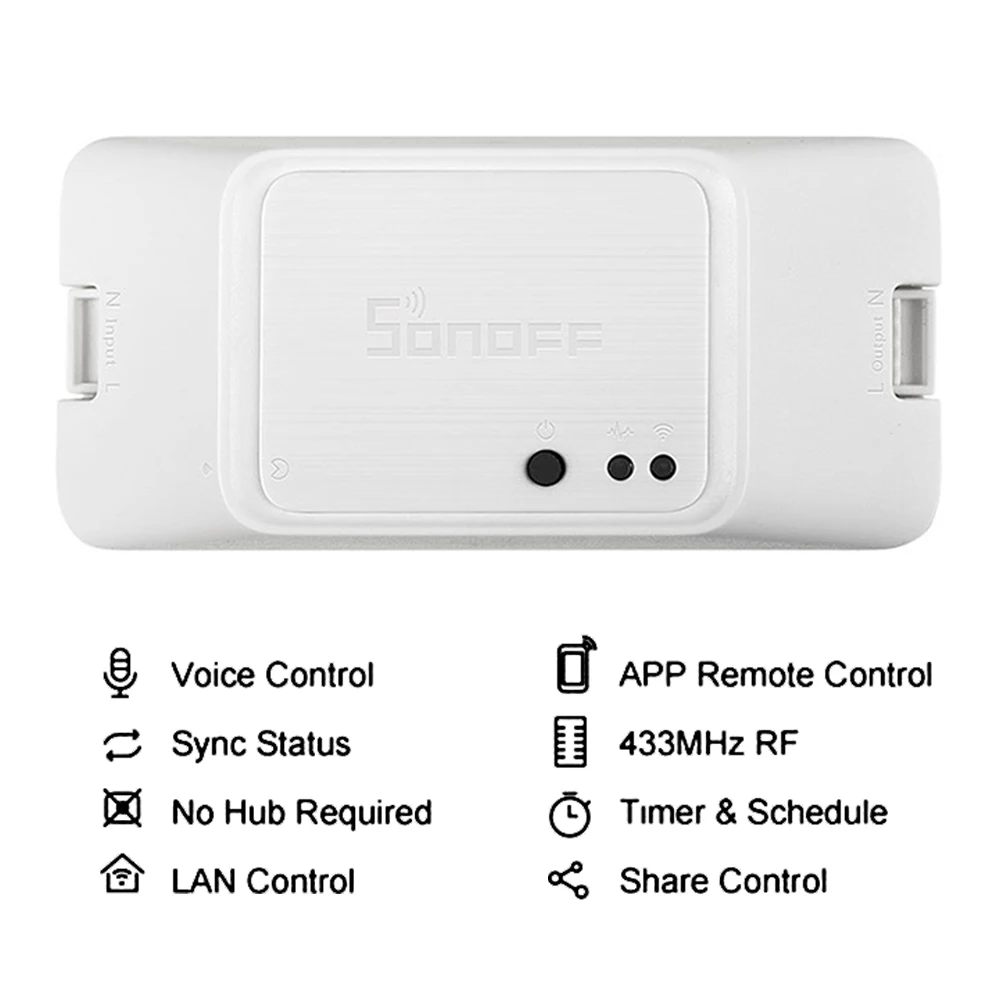 SONOFF RFR3 Интеллектуальный RF контроль RM 433 МГц переключатель wifi 100-240 В DIY Ewelink приложение Автоматизация работает с голосовым управлением дома