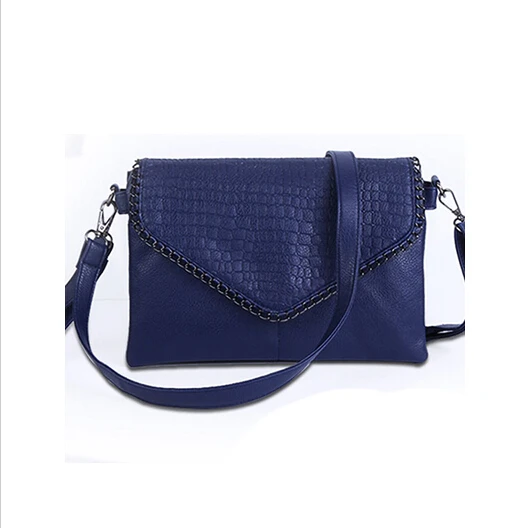 Винтажный женский клатч, женская кожаная сумка, клатч-конверт, кошельки и сумочки, бежевый, белый, повседневный клатч, вечерняя сумочка-клатч - Цвет: Синий