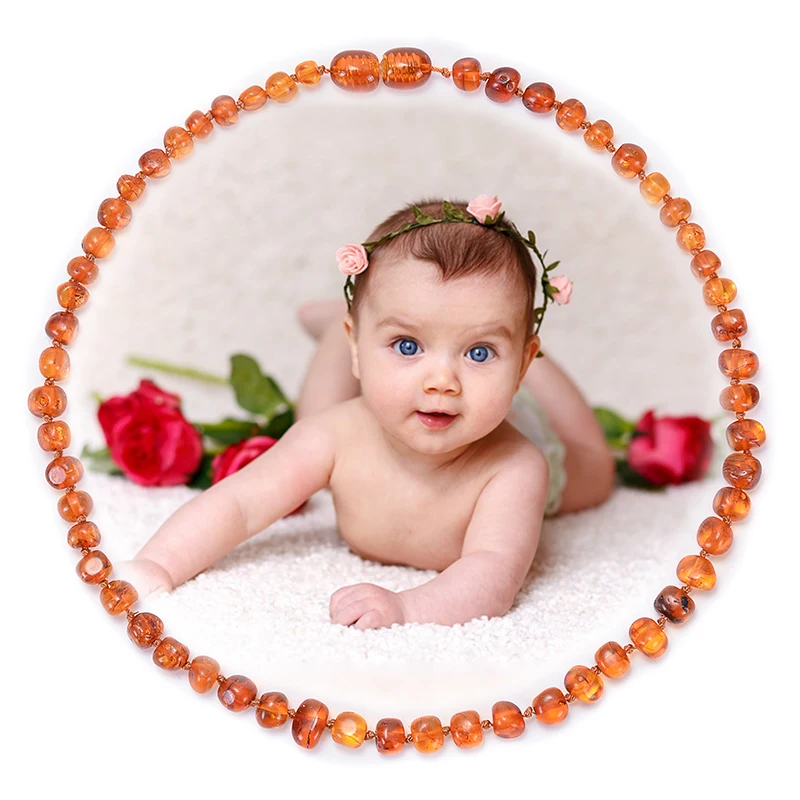 Baltic Ambers Teething Necklace For Babies (Unisex) (Lemon) - Anti Flammatory,Natural Certificated Oval Baltic Jewelry 14-33cm - Image 5