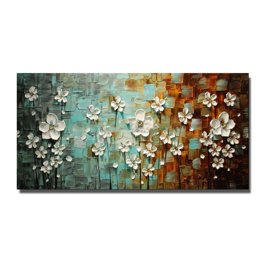 

Free Shipping Hand Painted Canvas Oil Paintings Abstract Modren Flower Painting Modern Living Room Wall Decor No Framed