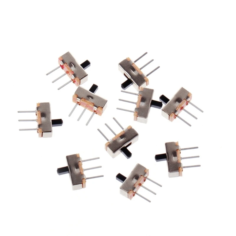 

OOTDTY 10 Pcs 2 Position On/Off SPDT 1P2T 3 Pin PCB Panel Mini Vertical Slide Switch SS12D00G3