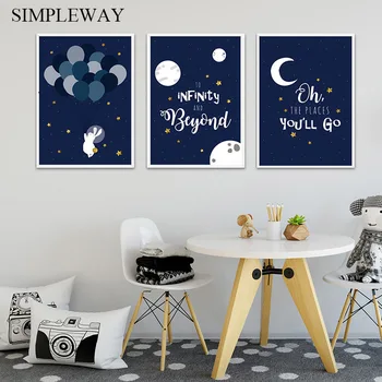 

Navy Blue Canvas Poster Nursery Wall Art Print Balloon Rabit Painting Nordic Kids Decoration Picture Baby Boy Bedroom Decor