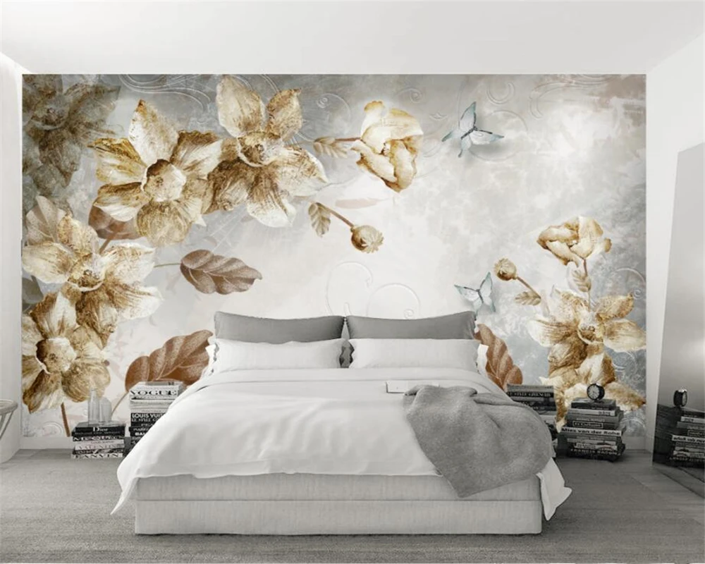 Beibehang Custom wallpaper Modern minimalist European-style vintage flower Abstract TV sofa background walls mural 3d | Обустройство