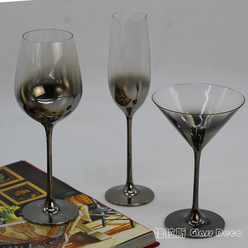 

The creative sense of silver plated metal lead-free crystal wine showroom decoration Home Furnishing wine goblet