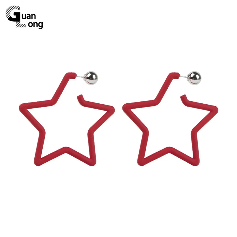 

GuanLong Trendy Big Long Star Geometric Acrylic Resin Fashion Drop Earrings for Women Summer Party Earring for Girls Jewelry New