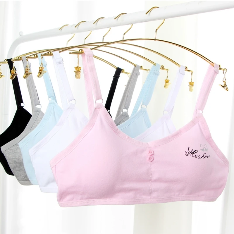 Young Girls Student Training Bra Wire Free Adjustable Cotton Letters Underwear