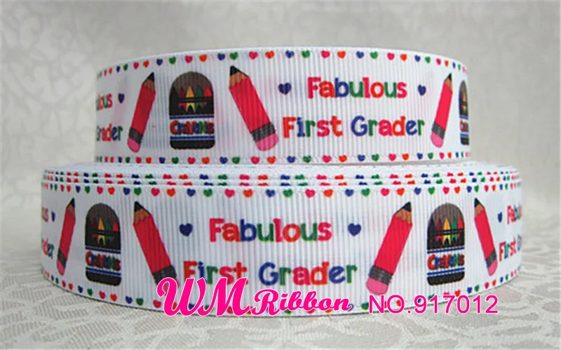 Лента WM 7/8 дюймов 22 мм Happy Kids Grosgrain лента 50yds/рулон школьный номер напечатанные Индивидуальные Лямки для волос - Цвет: 917012