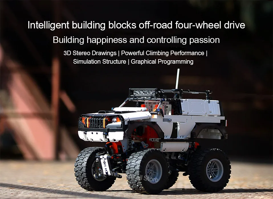 Original Xiaomi Intelligent Four-wheel Drive Off-road Vehicle Building Blocks 3D Drawings DIY Graphic Programming Building Kits (1)