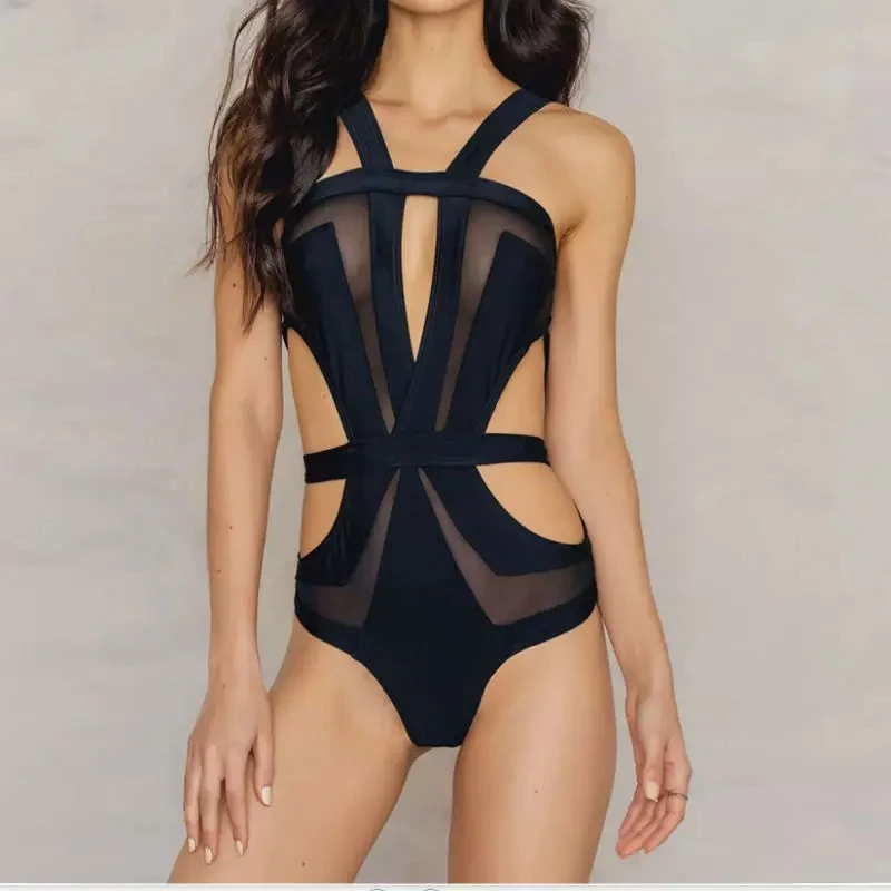 NODELAY One Piece Suit Swimwear Women 2018 Sexy Hollow Out Swimsuit no