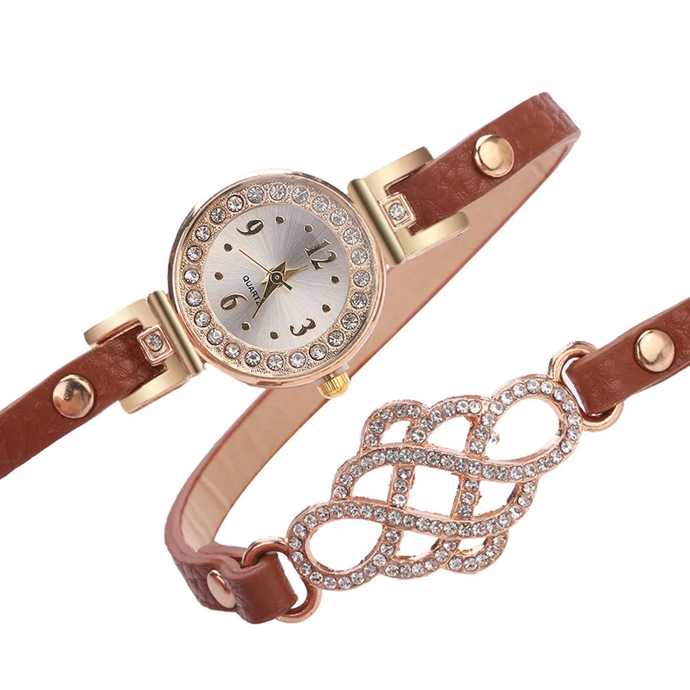 

Hot Sal Women Watches Fashion Casual Bracelet Watch Women Relogio Leather Rhinestone Analog Quartz Watch Female Montre #TF