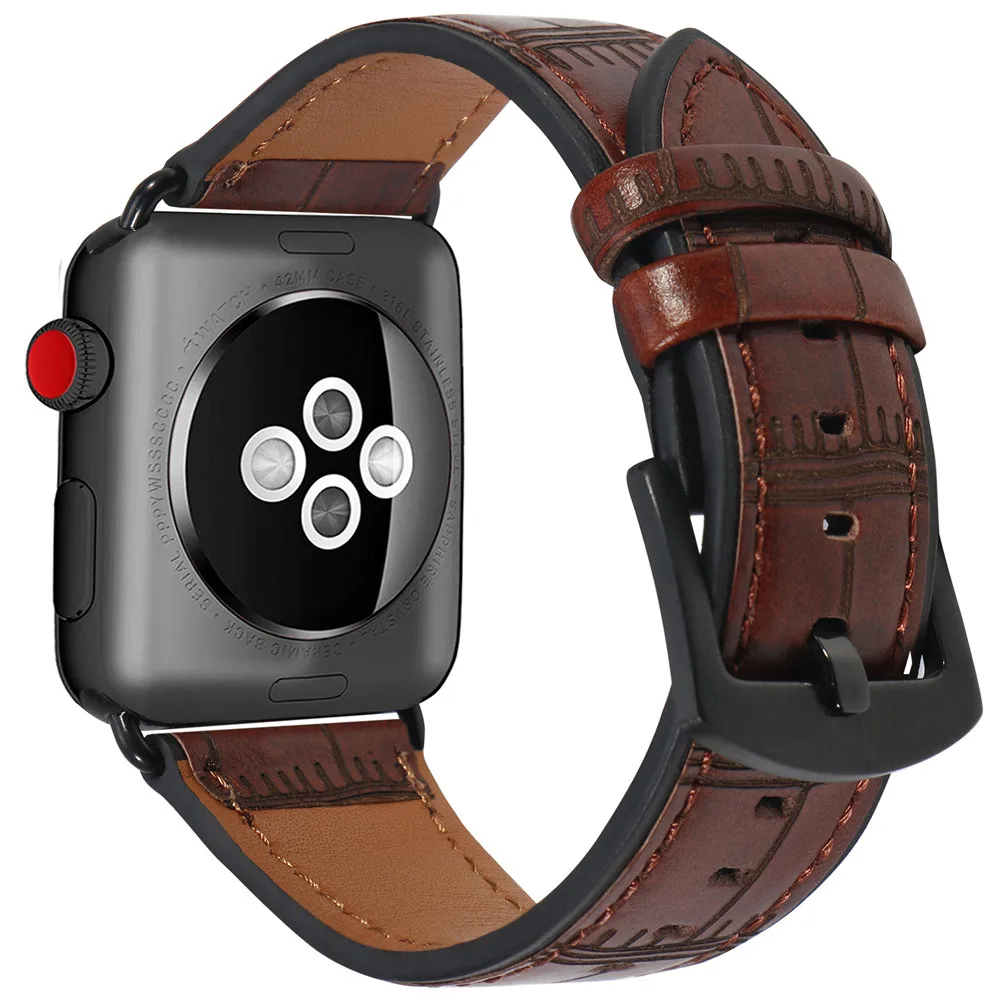 

Retro Texture Band Genuine Leather Bracelet for Apple Watch Series 1/2/3/4/5 Watchband Replacement Strap 38/42/40/44mm