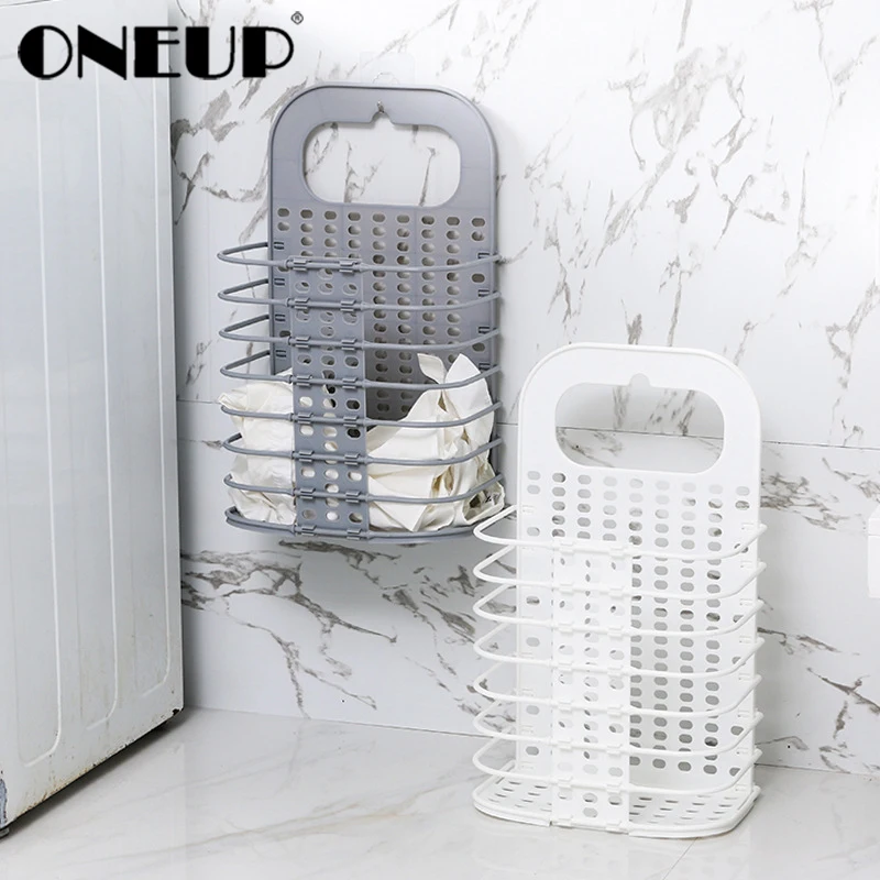 

ONEUP Wall-mounted Plastic Laundry Basket Folding Storage Basket Laundry Hamper For Dirty Clothes Toy Organizer Picnic Baskets