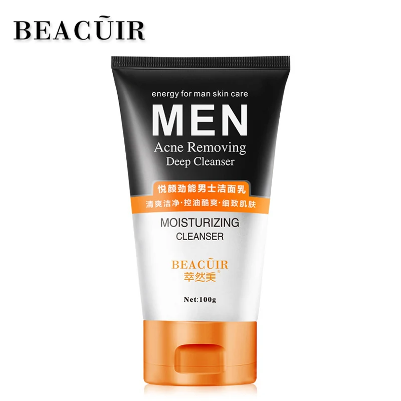BEACUIR Men Facial Cleanser Anti Acne Oil Control Reduced Pores Face Cleansing Whitening Moisturizing Rich Foaming Skin Care