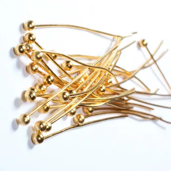 

50 Pcs ..25mm 24k Shiny Ball Head Pin Gold Plated brass, DOM28*