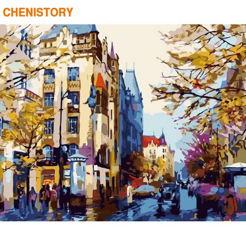

CHENISTORY Frame Autumn Street DIY Painting By Numbers Landscape Paint By Numbers Wall Art Picture Coloring By Numbers For Home