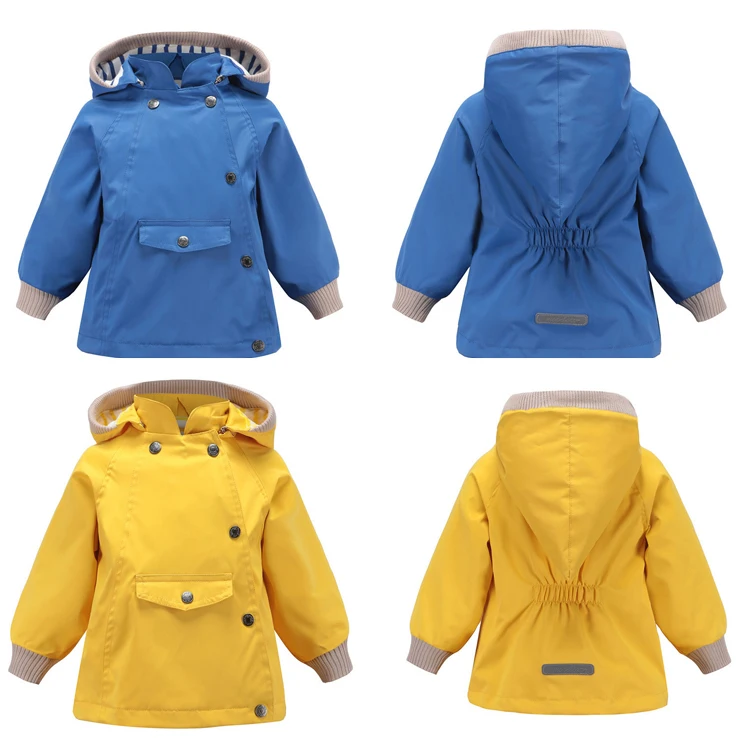 IYEAL/Новинка; водонепроницаемые куртки с капюшоном для мальчиков и девочек с карманами; ветровка с хлопковой подкладкой; куртки-дождевики для детей; детская одежда