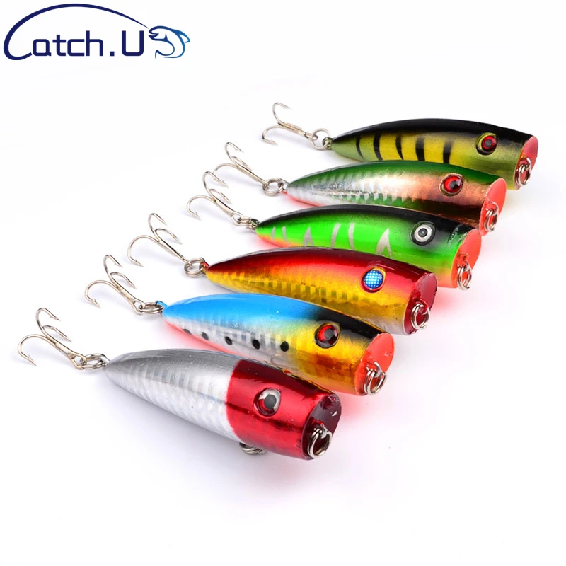 Catch.U 6.8cm Poppers Fishing Lures Hard Bait Fake Lure Popper 6 Fishing Lures in Fishing