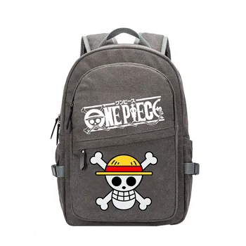 

One Piece Straw Hat Skull Japan Anime Canvas Backpack Bakugou Katsuki Gray Rucksack School Book Laptop Bag Mochila