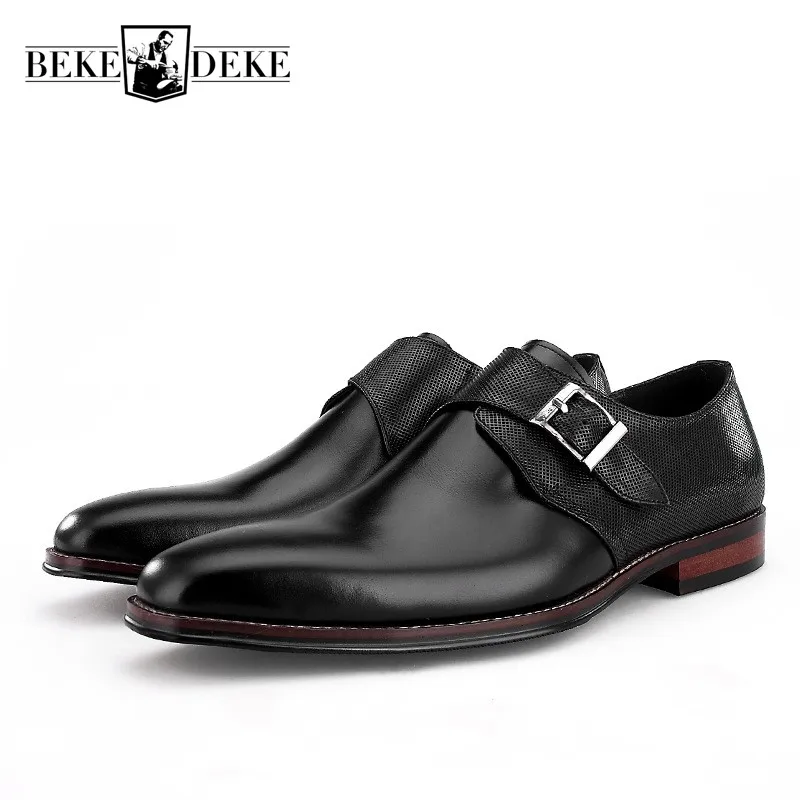 

Italy Designer Formal Business Men Genuine Leather Oxfords Buckle Wedding Party Dress Shoes Plus Size Pointed Toe Office Shoes