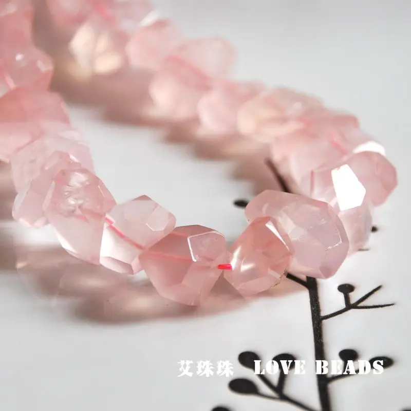 

pink crystal quartz natural large facet nuggets diy materials bracelet necklace earrings making jewelry craft findings