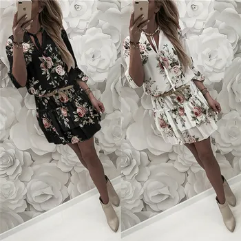 

2019 Summer Womens Dress Maxi Boho Floral Summer Beach Long Slit Evening Party Sun Dress