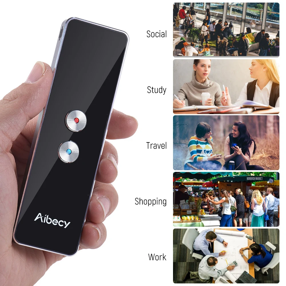 

Aibecy Real-time Multi Language Translator Speech/ Text Translation Device with APP for Business Travel English French Spanish