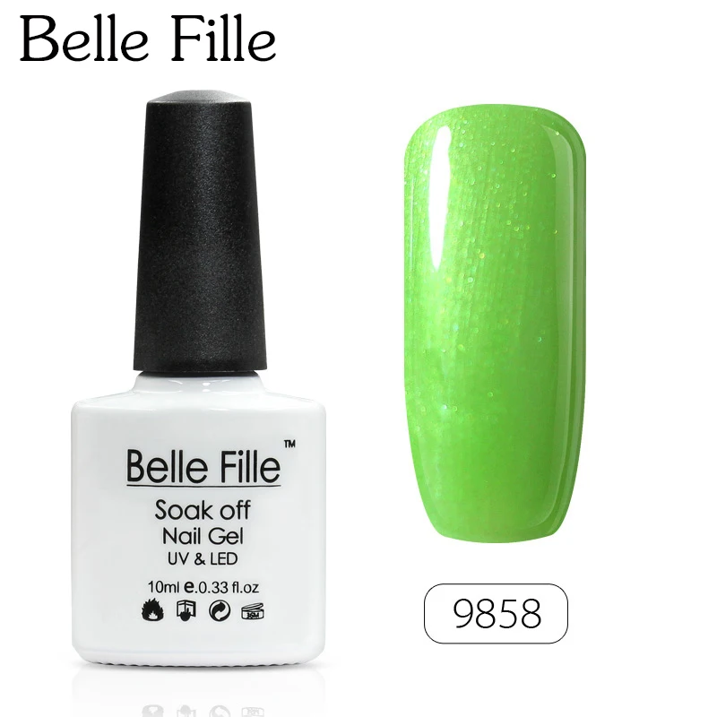 Belle Fille 10 мл зеленая блестящая Наклейка Искусство гель лак Светодиодная лампа для