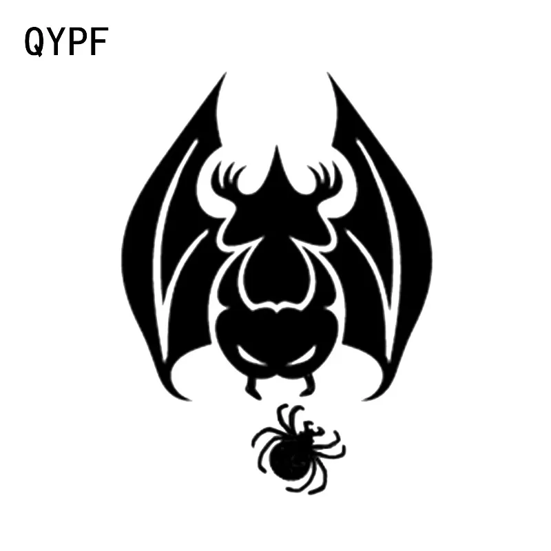 

QYPF 10.9*14.8 Funny Halloween Bats And Spider Decor Vinyl Car Sticker Accessories Black/Silver C16-2372