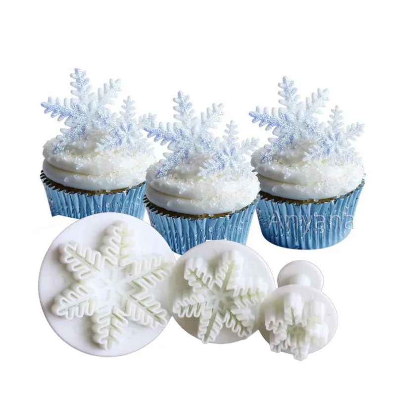 

3 Pcs/Set Snowflake Fondant Cake Plunger Cutter Mold flowers Cookie Cutter DIY Tool Cookie Molds Biscuit Cutter