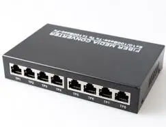 

10/100M single fiber single mode media converter,1 sc optical port 8 RJ45 port, External Power supply DC5V1A