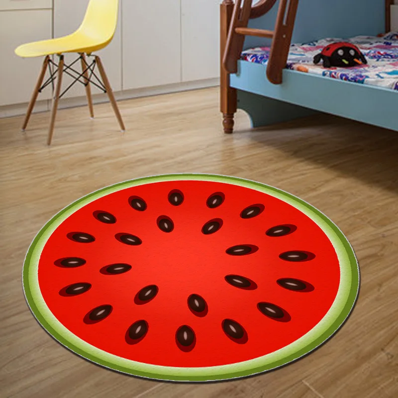 

Round Fruit Rugs Printing Cartoon Pattern Living Room Carpet Computer Swivel Cushion Child Crawling Blanket Non-slip Floor Mats