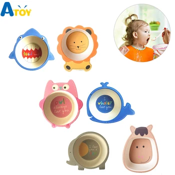 

Bamboo Fiber Cartoon Baby Feeding Bowl Child Dinner Dishes Natural Healthy Environmental Dinnerware Cartoon Tableware Baby Bowl