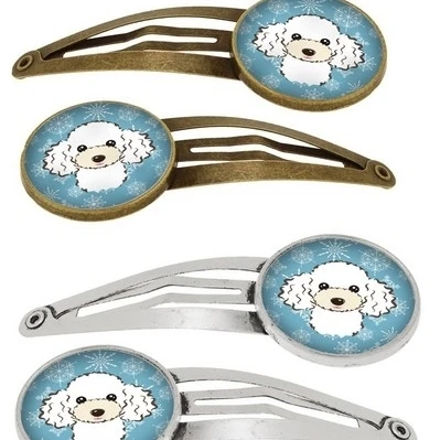 Carolines Treasures BB1691HCS4 Snowflake White Poodle Barrettes Hair Clips Set of 4