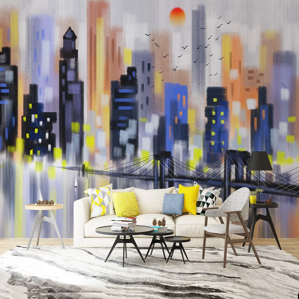 Custom 3d wallpaper mural Nordic modern abstract city building background wall - high-grade waterproof material wall covering Custom 3d wallpaper mural Nordic modern abstract city building background wall - high-grade waterproof material wall covering