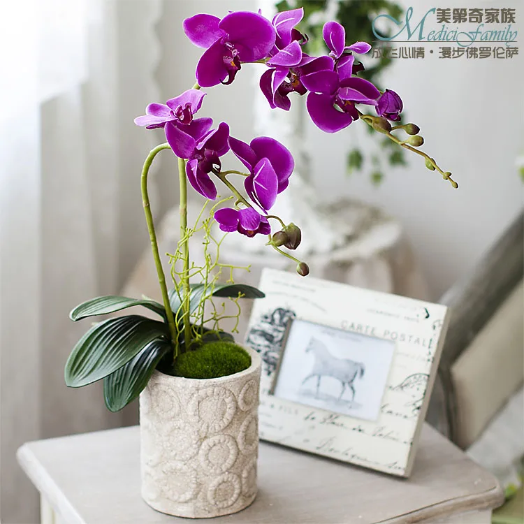 

Finished product bowyer fashion decoration artificial flower silk flower phalaenopsis artificial flower set