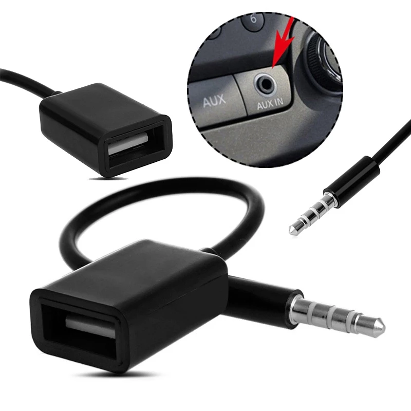 3.5mm Male AUX Audio Plug USB 2.0 Female Converter Car Adapter Cable MP3 Fashion