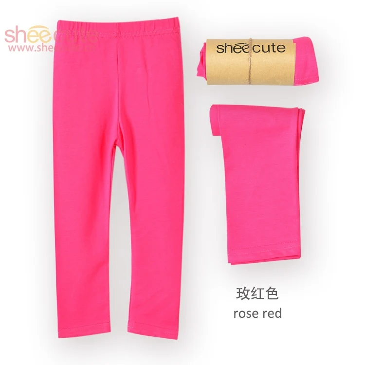 Штаны для девочек; Новое поступление; леггинсы ярких цветов для девочек; классические леггинсы для малышей; брюки для детей 2-13 лет; детские леггинсы - Цвет: Rose Red