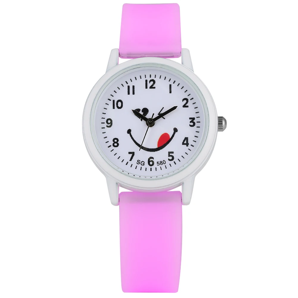 Kids Cute Candy Color Quartz Watch Interesting Tongue Expression Pattern Dial Watch Classic Fluorescent Silicone Strap Watch - Цвет: purple