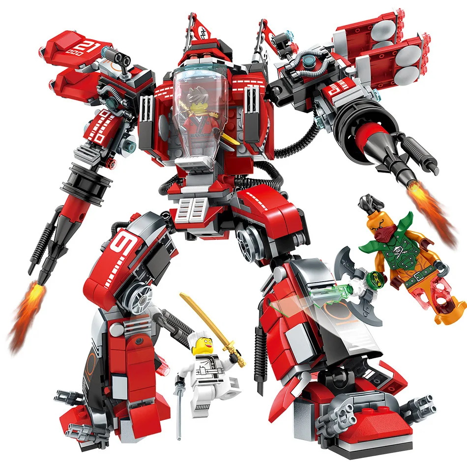 

737pcs Ninjaed Movie Red Mech Building Blocks Compatible Legoed Ninjagoes Kai Fire Robot Figures Bricks Educational Toys For Kid
