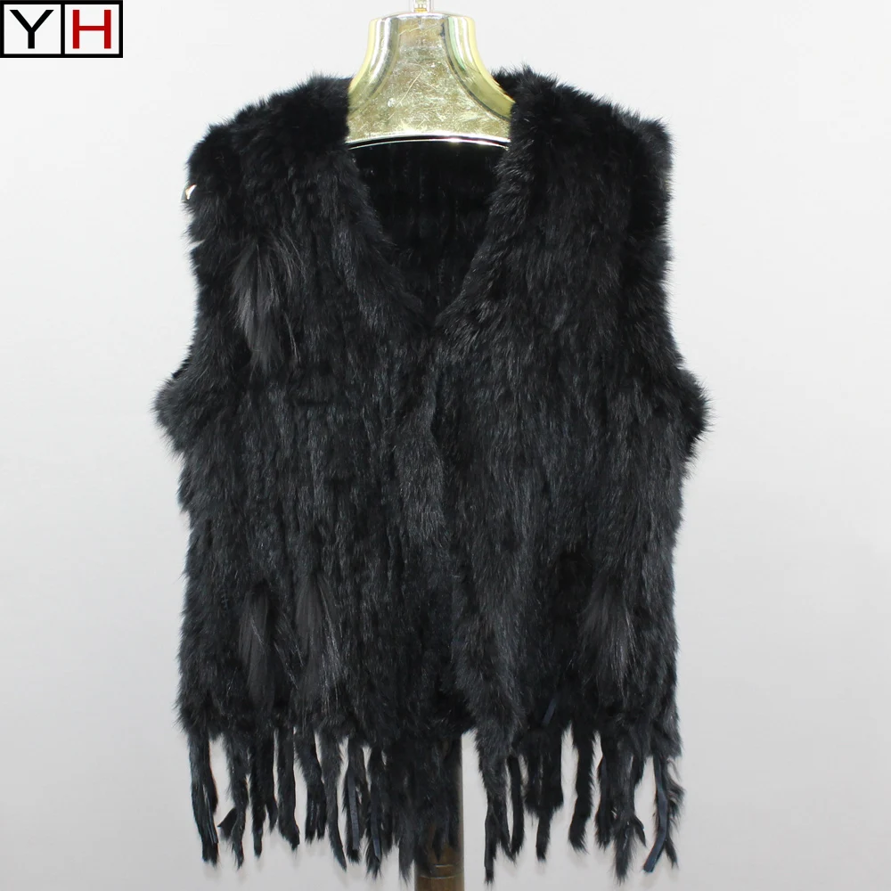 Hot Sell woman girl real rabbit fur vest jacket spring winter warm 100%genuine rabbit fur knit coat vest Retail and wholesale