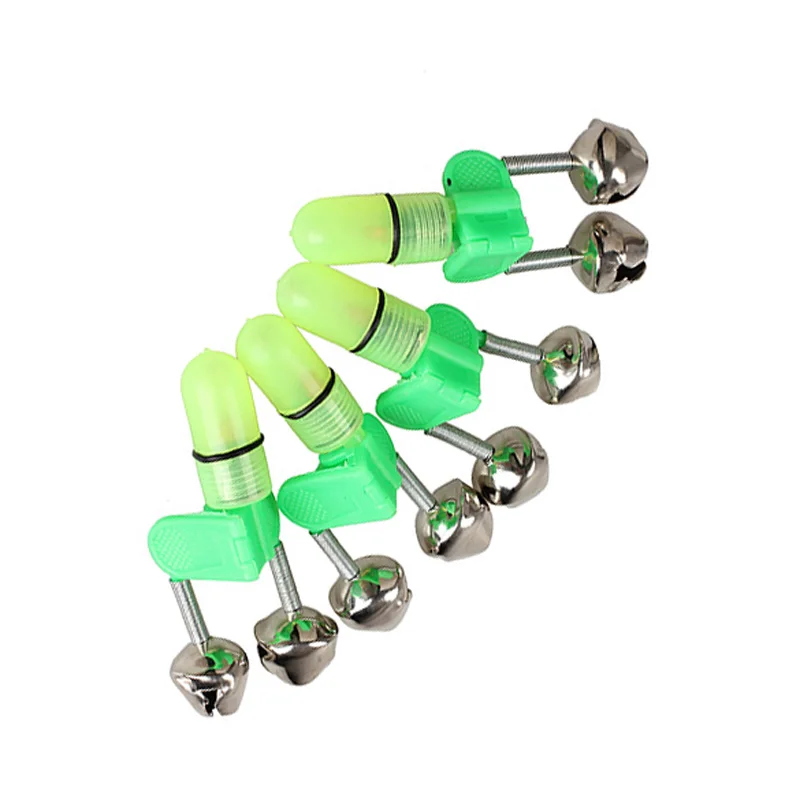

4PCS LED Fishing Rod Bite Alarm Red Light Twin Bells Clip Alerter Tools YS-BUY