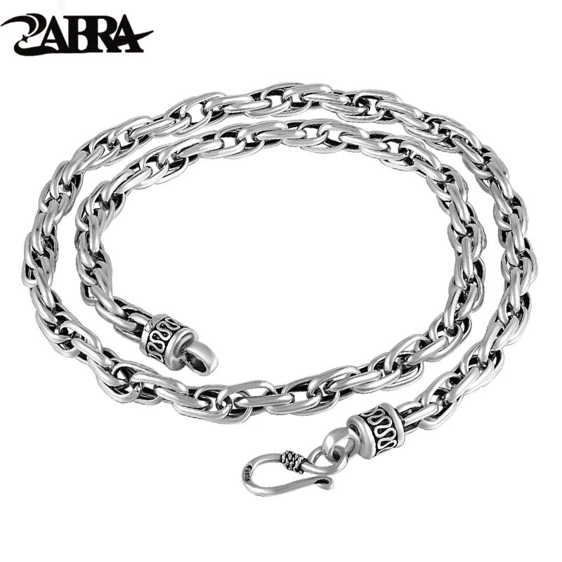 ZABRA Elo Da Cadeia Para Homens Tailândia Handmade Do Vintage Feminino Masculino Torção Água Superstar Real 925 Colar de Prata Esterlina Cadeia