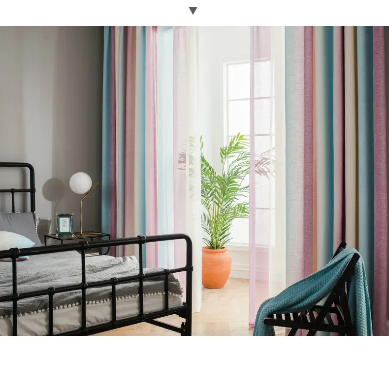 RZCortinas средиземноморская Современная занавеска полосатая занавеска s для спальни оконная обработка Тюль занавеска для гостиной спальни