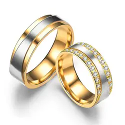 Романтические свадебные кольца для любителя золото Цвет Нержавеющая сталь пару колец для Обручение вечерние украшения 2018 Мода Bijoux кольцо