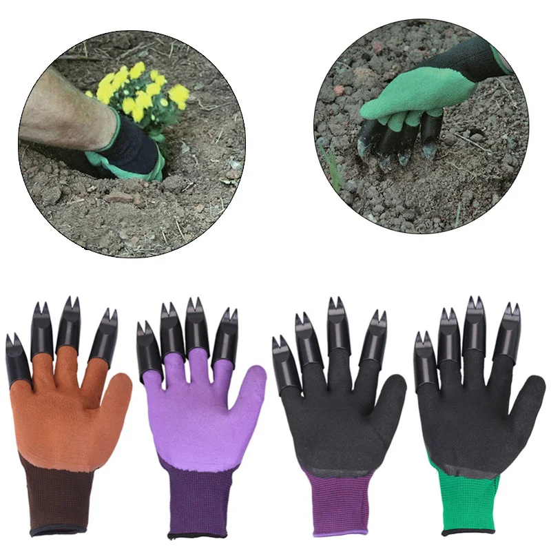 

1 Pair Garden Gloves For Digging Planting Garden Working Genie Rubber Gloves With 4 ABS Plastic Claws Garden Tools